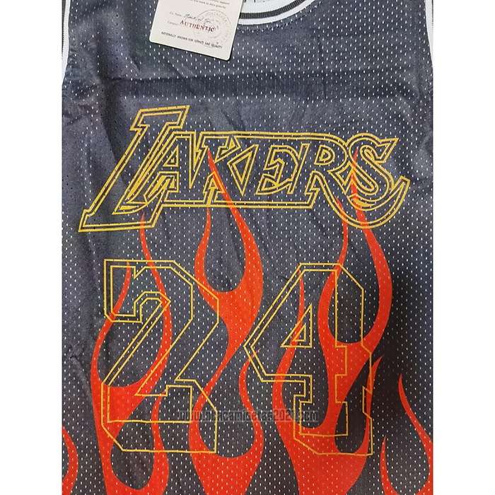 Camiseta Los Angeles Lakers Kobe Bryant #24 Flames Negro